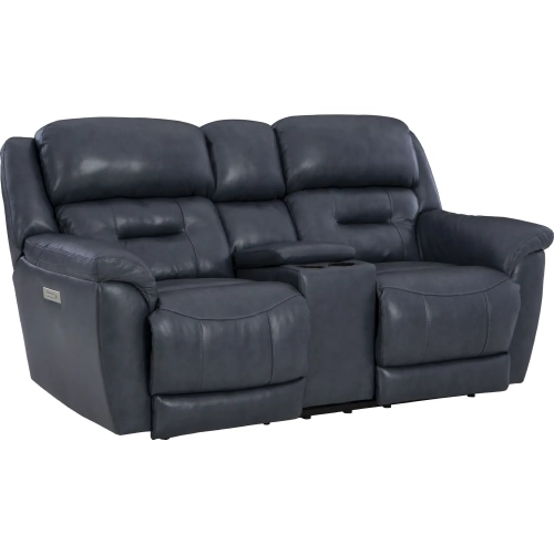Contender Power Recline Zero Gravity Loveseat in Blue Top Grain Leather