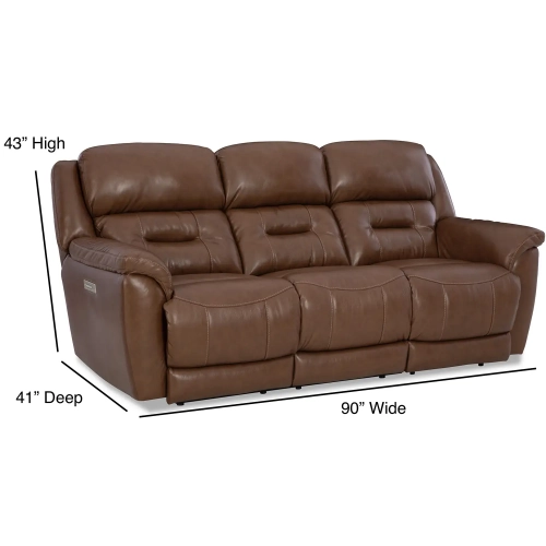 Contender Triple Power Zero Gravity Recline Sofa in Brown Top Grain Leather