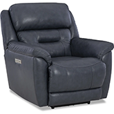 Contender Triple Power Zero Gravity Recliner in Blue Top Grain Leather