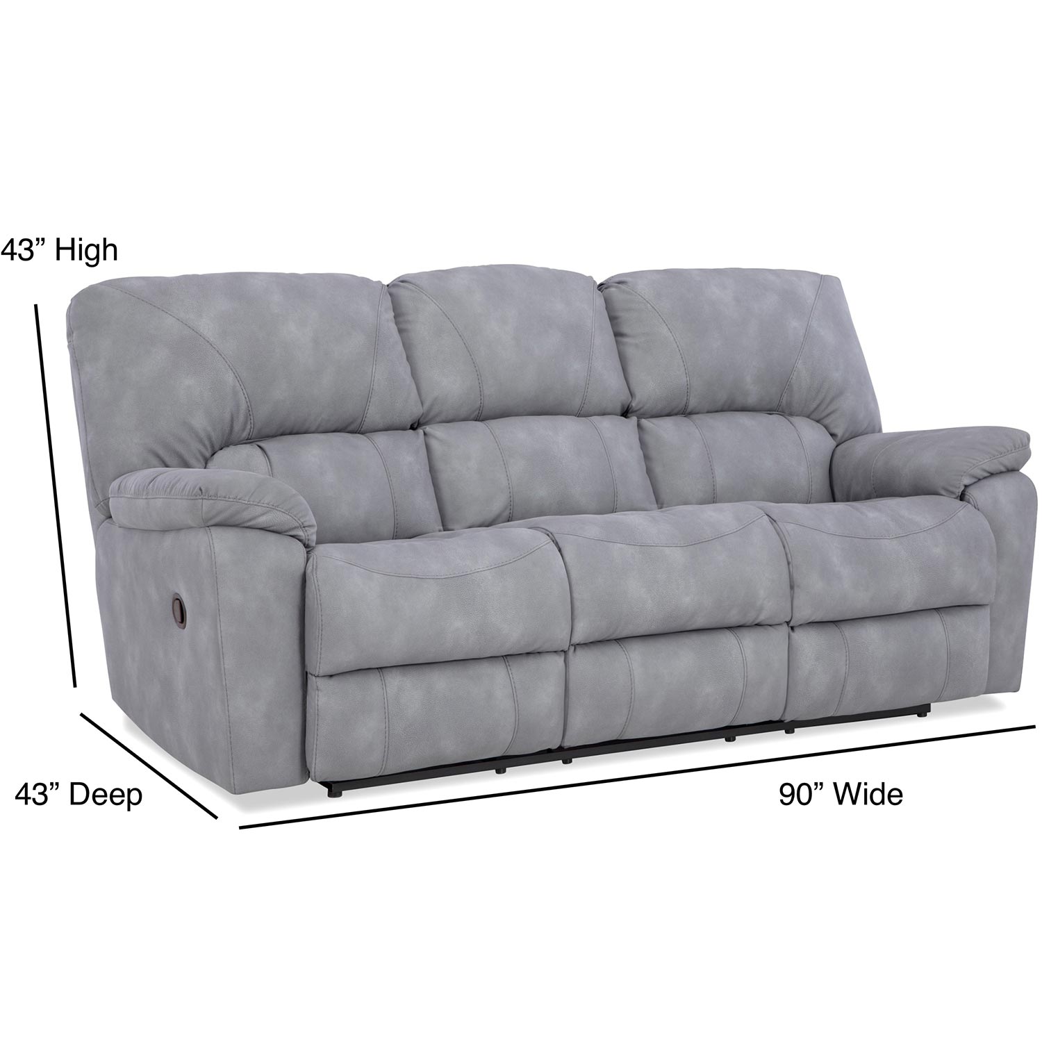 Motion Ease 204-30-62 Rhino Manual Reclining Sofa in Grey RELIAPEL