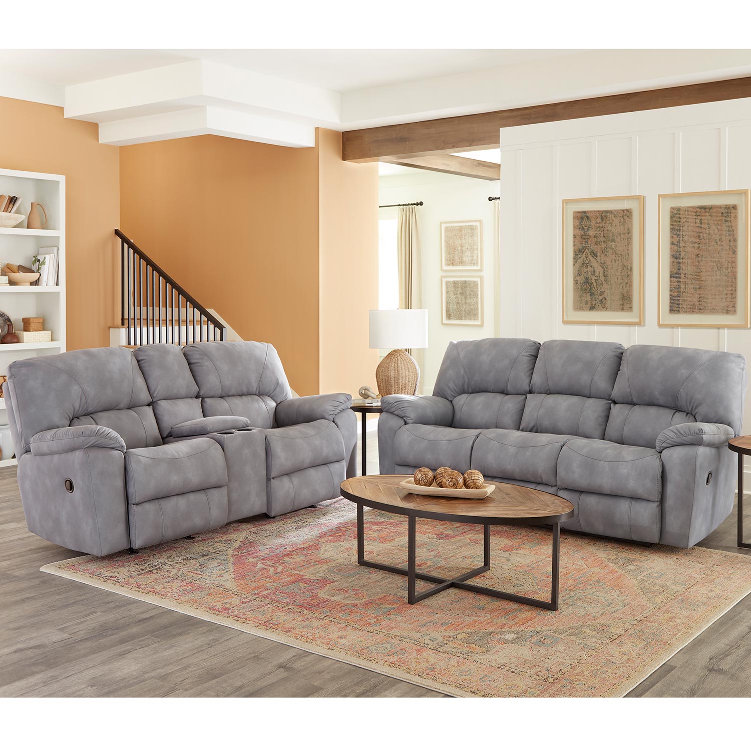 Motion Ease 204-30-62 Rhino Manual Reclining Sofa in Grey RELIAPEL