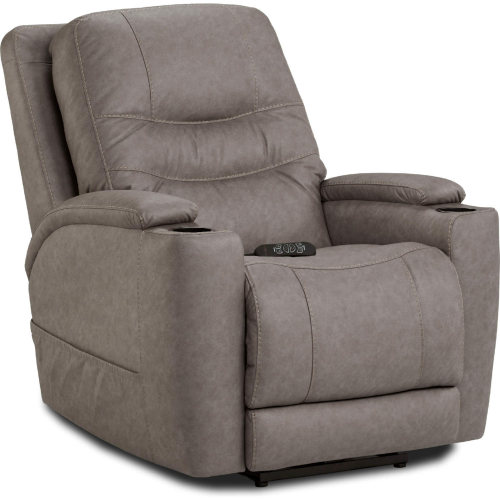 Reese Power Custom Comfort Recliner in Grey Leather Look Fabric