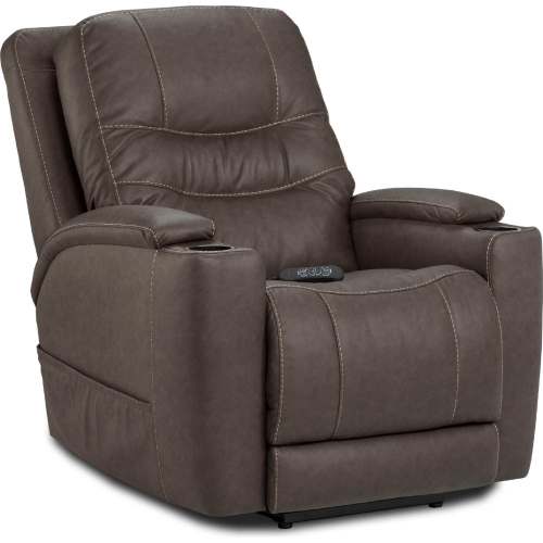 Reese Power Custom Comfort Recliner in Espresso Brown Leather Look Fabric