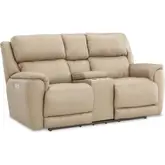Willow Triple Power Zero Gravity Loveseat in Stonewash Beige Top Grain Leather