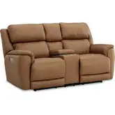 Willow Triple Power Zero Gravity Loveseat in Butternut Brown Top Grain Leather