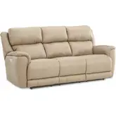Willow Triple Power Zero Gravity Sofa in Stonewash Beige Top Grain Leather