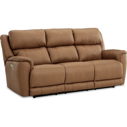 Willow Triple Power Zero Gravity Sofa in Butternut Brown Top Grain Leather