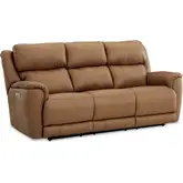 Willow Triple Power Zero Gravity Sofa in Butternut Brown Top Grain Leather