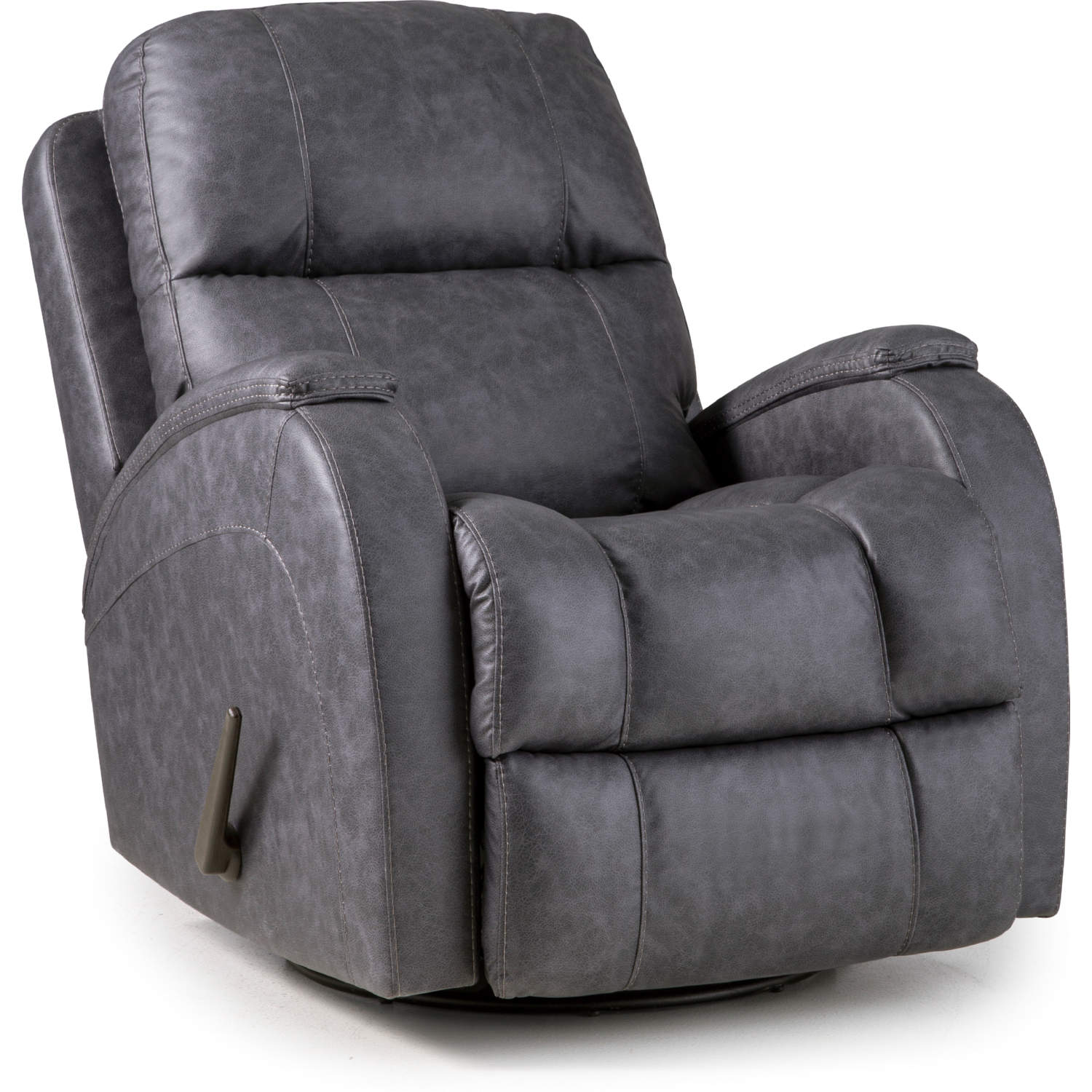 Motion Ease 2149362 Salem Manual Swivel Glider Recliner in Graphite Grey Leatherette