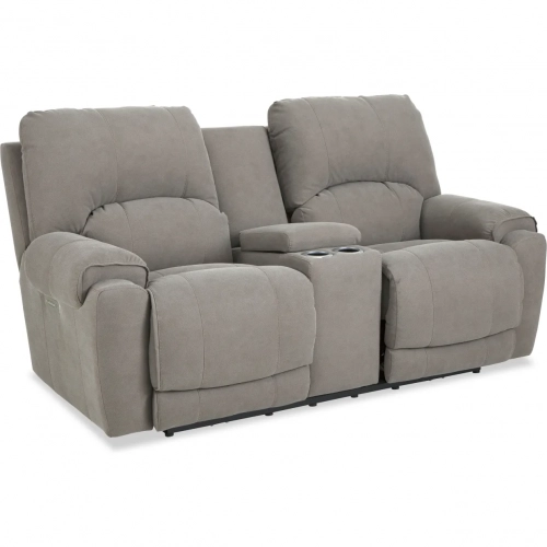 Havana Triple Power Zero Gravity Loveseat in Light Tan Brown Fabric