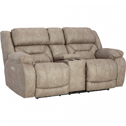 Oakley Zero Gravity Power Loveseat in Fog Tan Leather Look Fabric