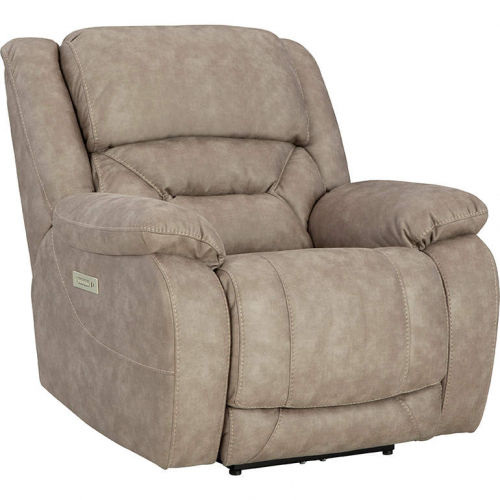Oakley Zero Gravity Power Wall Saver Recliner in Fog Tan Leather Look Fabric