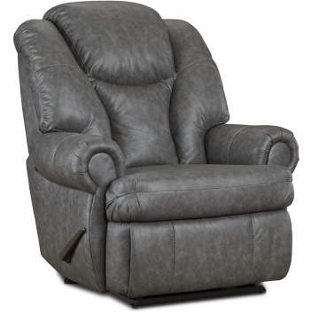 Knox King Size Manual Recliner in Steel Gray Leather Look Fabric