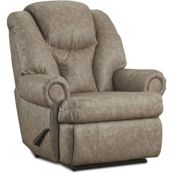 Knox King Size Manual Recliner in Taupe Tan Leather Look Fabric