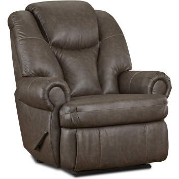 Knox King Size Manual Recliner in Walnut Brown Leather Look Fabric