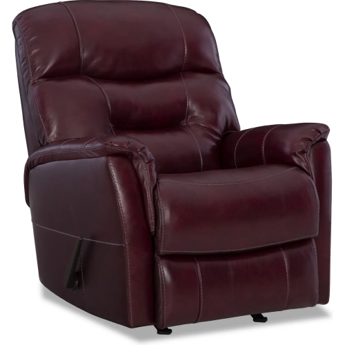 Napoli Rocker Recliner in Burgundy Red Top Grain Leather
