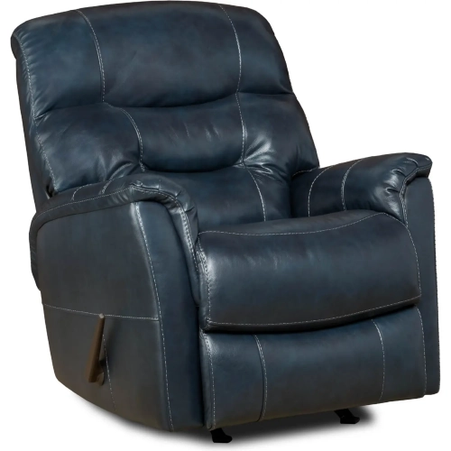 Napoli Rocker Recliner in Blue Top Grain Leather