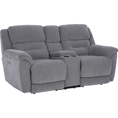 Knockout Triple Power Recline Zero Gravity Loveseat in Granite Grey Fabric