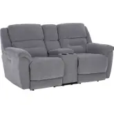 Knockout Triple Power Recline Zero Gravity Loveseat in Granite Grey Fabric