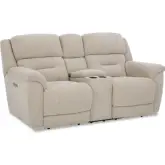 Knockout Triple Power Recline Zero Gravity Loveseat in Stone Tan Fabric