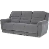 Knockout Triple Power Recline Zero Gravity Sofa in Granite Grey Fabric