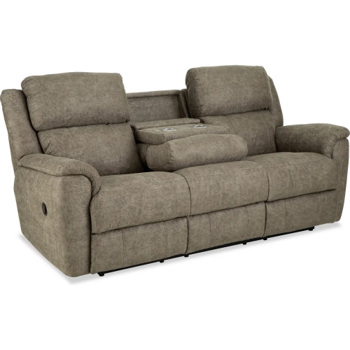 Laurel Manual Recline Sofa in Tan Brown Fabric