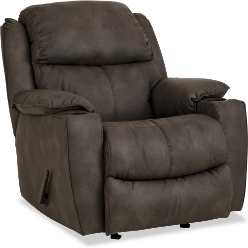 Timber Manual Rocker Recliner in Pewter Gray Vegan Leather
