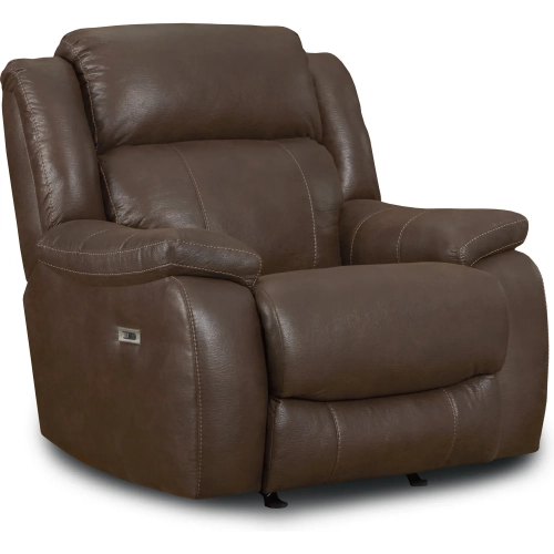 Sawyer Power Rocker Recliner in Brown Vegan Leather