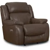 Sawyer Power Rocker Recliner in Brown Vegan Leather