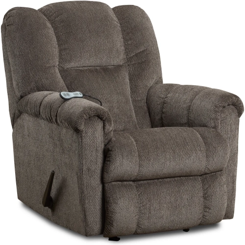 Emerson Manual Rocker Recliner with Massage & Heat in Clove Brown Fabric