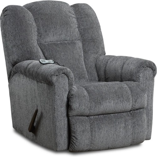 Emerson Manual Rocker Recliner with Massage & Heat in Steel Gray Fabric