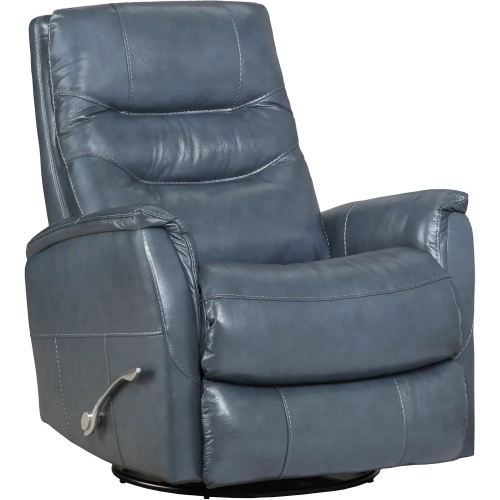 Monroe Manual Swivel Glider Recliner in Blue Top Grain Leather