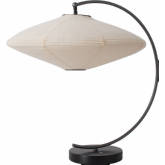 Roswell Table Lamp in Black, Gunmetal, Black Marble & White Linen Shade