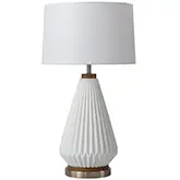 Concord Table Lamp in Weathered Brass, Walnut, White & Bone Porcelain