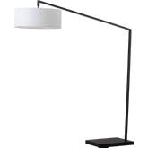 Stretch Arc Floor Lamp in Black Steel & White Linen