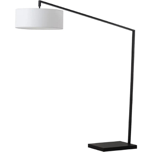 Stretch Arc Floor Lamp in Black Steel & White Linen