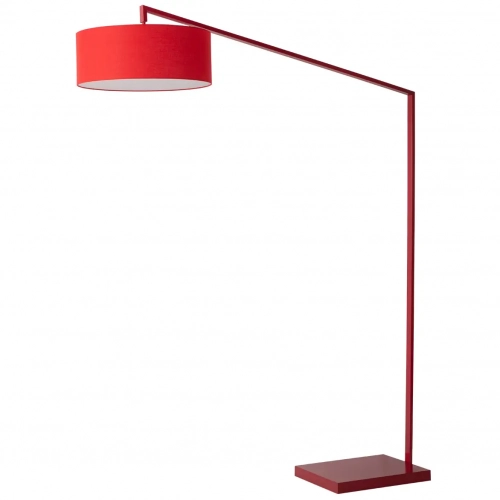 Stretch Arc Floor Lamp in Red Steel & Red Linen
