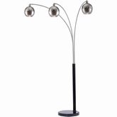 Orson 3 Light Arc Floor Lamp in Brushed Nickel & Black Marble