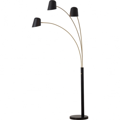Culver 3 Light Arc Floor Lamp in Matte Black & Weathered Brass