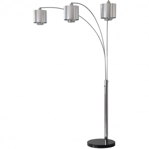 Marilyn 3 Light Arc Floor Lamp in Polished Chrome, Marble, Mylar & Crystals