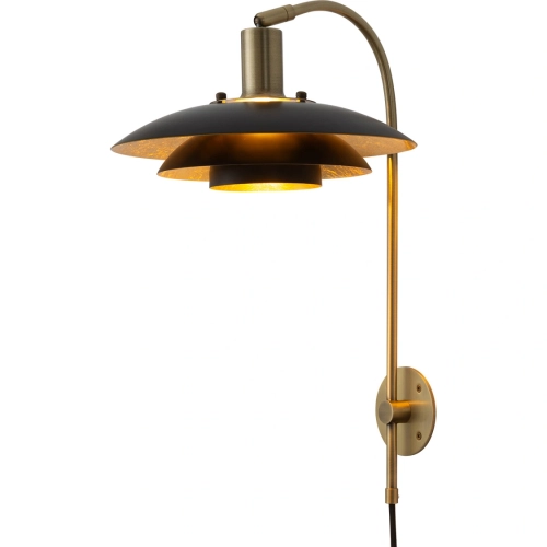 Rancho Mirage Wall Sconce in Matte Black & Gold Leaf Shade & Weathered Brass