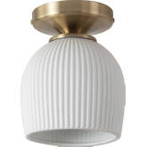 Petaluma Semi-Flush Mount Ceiling Light in Weathered Brass & Bone Porcelain