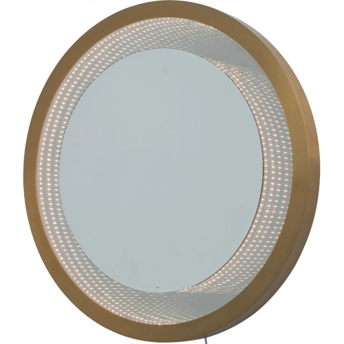 Starfall Vanishing Infinity LED Round Wall Mirror in Brushed Brass