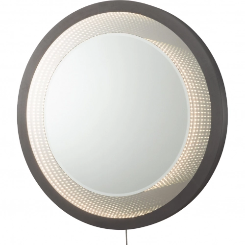 Starfall Vanishing infinity LED Round Wall Mirror in Gunmetal Gray