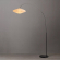 Roswell 1 Light Arc Floor Lamp in Black, Black Marble & White Linen