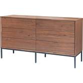 Hathaway 6 Drawer Dresser in Mindi Wood on Black Steel