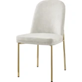 Keisha Dining Chair in Cream Velvet & Gold Metal (Set of 2)
