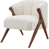 Florence Accent Chair in Beige Faux Fur & Wood Legs