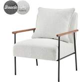 Quinton Accent Arm Chair in Beige Boucle Fabric & Black Metal
