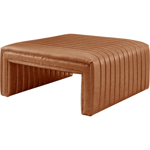 Atkinson Coffee Table in Channel Tufted Vintage Cider Brown Leatherette